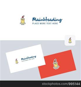Candle vector logotype with business card template. Elegant corporate identity. - Vector
