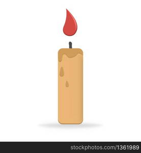 Candle with fire flame icon. Candlelight for romantic or memory. Spa aroma light with wax. Vector EPS 10.