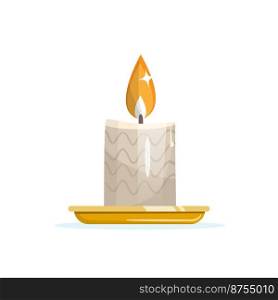 Candle with flame over a golden tray. Hope and faith concept