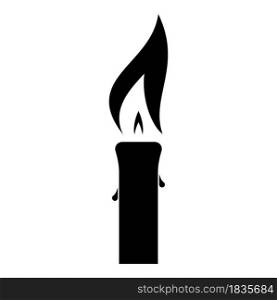 Candle with wax big flame icon black color vector illustration flat style simple image. Candle with wax big flame icon black color vector illustration flat style image