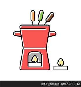 candlelight fondue pot color icon vector. candlelight fondue pot sign. isolated symbol illustration. candlelight fondue pot color icon vector illustration