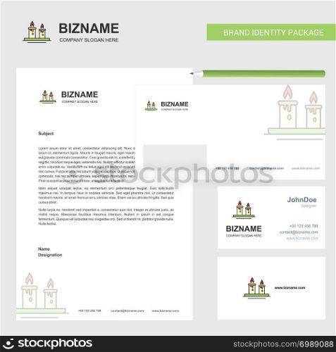 Candles Business Letterhead, Envelope and visiting Card Design vector template