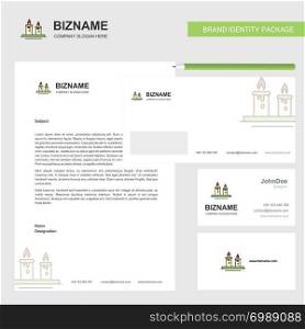 Candles Business Letterhead, Envelope and visiting Card Design vector template