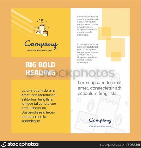 Candles Company Brochure Title Page Design. Company profile, annual report, presentations, leaflet Vector Background