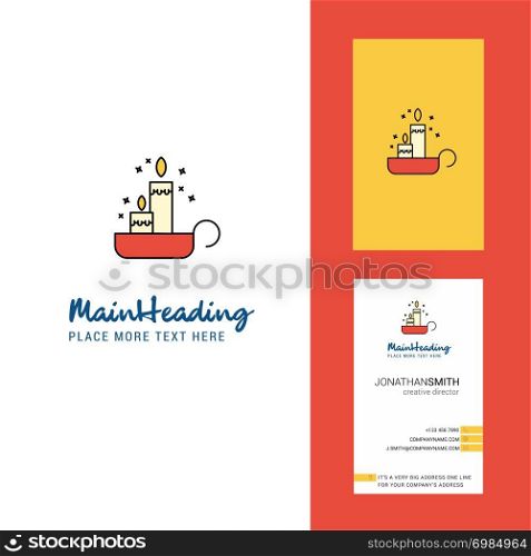 Candles Creative Logo and business card. vertical Design Vector