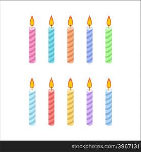 candles for birthday cake isometric style. Accessory for festive feast&#xA;
