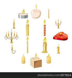 Candles forms icons set. Cartoon illustration of 16 candles forms vector icons for web. Candles forms icons set, cartoon style