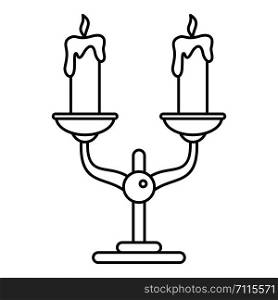 Candles stand icon. Outline illustration of candles stand vector icon for web design isolated on white background. Candles stand icon, outline style