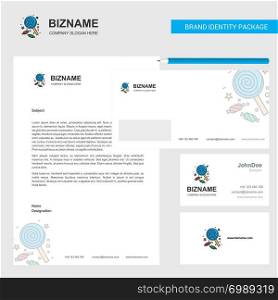 Candy Business Letterhead, Envelope and visiting Card Design vector template