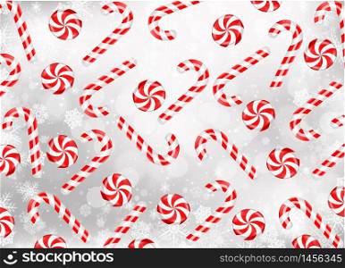 Candy cane and lollipop with snowflakes.vector
