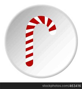 Candy cane icon in flat circle isolated vector illustration for web. Candy cane icon circle