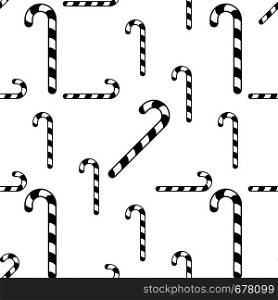 Candy Cane Icon Seamless Pattern, Christmas Cane Shaped Stick Candy Vector Art Illustration