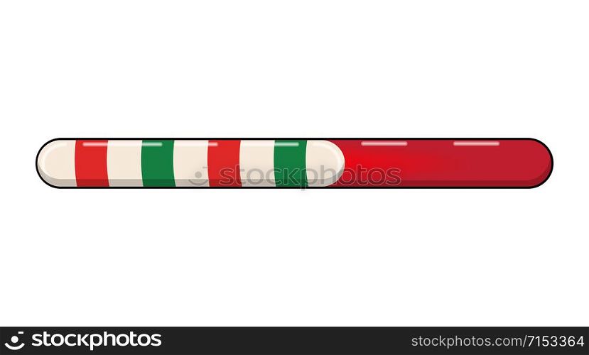 Candy cane progress bar Vector illustration isolated on white background. Red and green Christmas Loading sign for Greeting card, web banner, landing page, brochure or poster template.