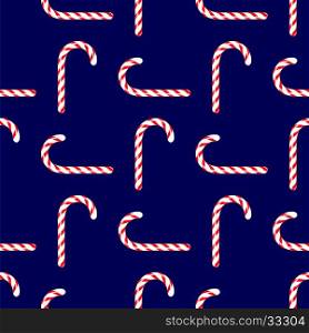 Candy Cane Seamless Pattern on Blue Background. Candy Cane Seamless Pattern
