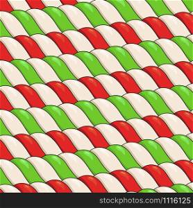 Candy canes vector pattern. christmas background with red, green and white candy cane stripes. winter holiday wallpaper.