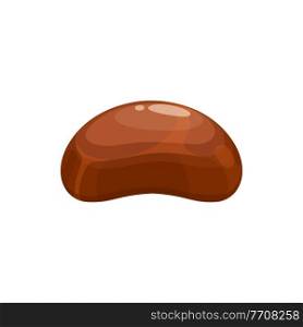 Candy, chocolate dessert and sweet food vector isolated icon. Milk chocolate snack treat of truffle or praline, cocoa confection, confectionery comfit from box. Candy, chocolate dessert and sweet food icon