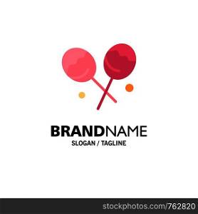 Candy, Confectionery, Heart Lollipop Business Logo Template. Flat Color
