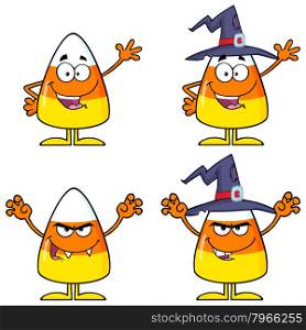 Candy Corn Cartoon Character 1. Collection Set