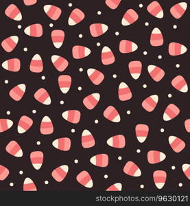 Candy corn Halloween seamless pattern.  Is ideal for baby or toddler girl fabric, gift wrapping, party decoration. Vector illustration
