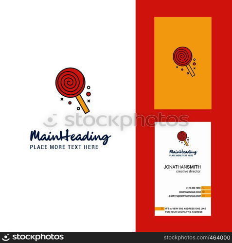 Candy Creative Logo and business card. vertical Design Vector