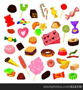 Candy icon set. Cartoon set of candy vector icons for web design. Candy icon set, cartoon style