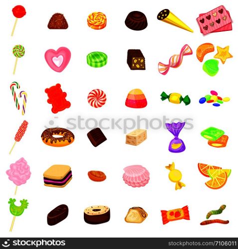 Candy icon set. Cartoon set of candy vector icons isolated on white background. Candy icon set, cartoon style