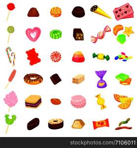 Candy icon set. Cartoon set of candy vector icons isolated on white background. Candy icon set, cartoon style
