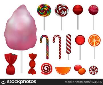 Candy icon set. Realistic set of candy vector icons for web design isolated on white background. Candy icon set, realistic style
