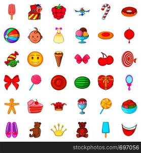 Candy icons set. Cartoon style of 36 candy vector icons for web isolated on white background. Candy icons set, cartoon style