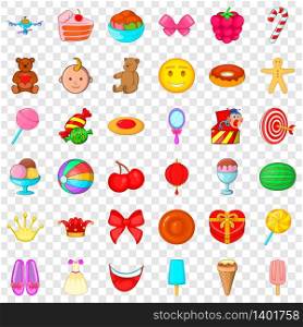 Candy icons set. Cartoon style of 36 candy vector icons for web for any design. Candy icons set, cartoon style