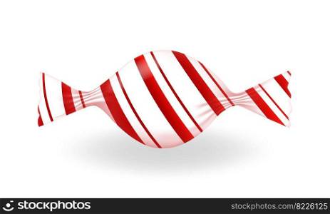 Candy in a striped wrapper isolated on a white background. Sweet caramel candy. Confectionery sweets. Vector illustration.. Candy in a striped wrapper isolated on a white.