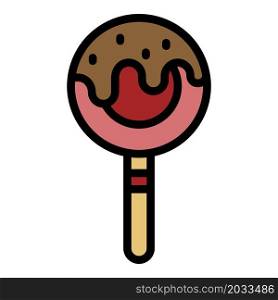 Candy lollypop icon. Outline candy lollypop vector icon color flat isolated. Candy lollypop icon color outline vector