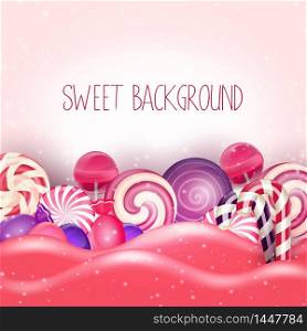 Candy of pink land background.Vector