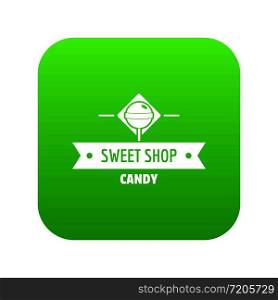 Candy shop icon green vector isolated on white background. Candy shop icon green vector