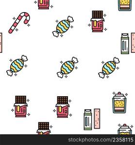 Candy Shop Product Vector Seamless Pattern Thin Line Illustration. Candy Shop Product Vector Seamless Pattern