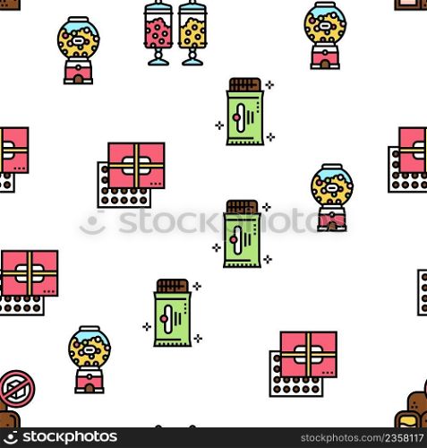 Candy Shop Product Vector Seamless Pattern Thin Line Illustration. Candy Shop Product Vector Seamless Pattern
