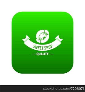 Candy shop quality icon green vector isolated on white background. Candy shop quality icon green vector