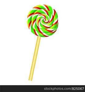 Candy swirl stick icon. Cartoon of candy swirl stick vector icon for web design isolated on white background. Candy swirl stick icon, cartoon style