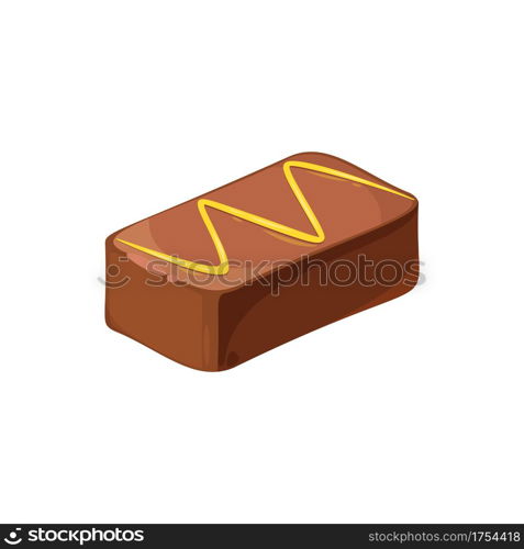 Candy with candied roasted nuts isolated rectangular candy top view. Vector sweet holiday treat in realistic design, mockup of 3D confection in brown glaze, sweet treat with topping decor. Confection dessert isolated candy food snack icon