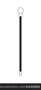 Cane for walking flat monochrome isolated vector object. Editable black and white line art drawing. Simple outline spot illustration for web graphic design. Cane for walking flat monochrome isolated vector object
