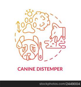Canine distemper red gradient concept icon. Disease risk for dogs abstract idea thin line illustration. Contagious virus of animals. Isolated outline drawing. Myriad Pro-Bold font used. Canine distemper red gradient concept icon