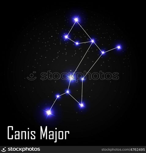 Canis Major Constellation with Beautiful Bright Stars on the Background of Cosmic Sky Vector Illustration EPS10. Canis Major Constellation with Beautiful Bright Stars on the Bac