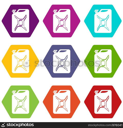 Canister icons 9 set coloful isolated on white for web. Canister icons set 9 vector