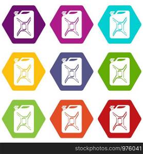 Canister icons 9 set coloful isolated on white for web. Canister icons set 9 vector