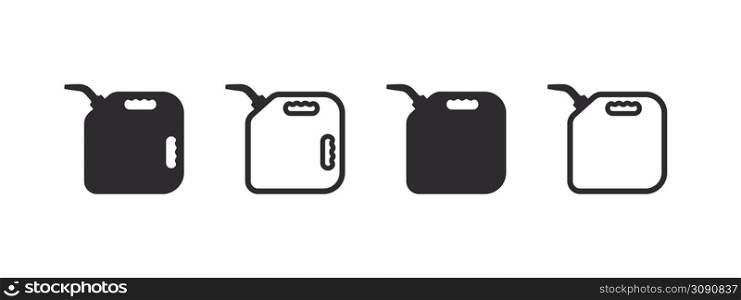 Canisters icons. Liquid or fuel canister icons. Fuel can badges. Vector images