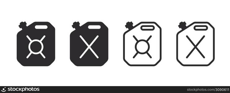 Canisters icons set. Fuel tank icon. Fuel can badges. Vector images