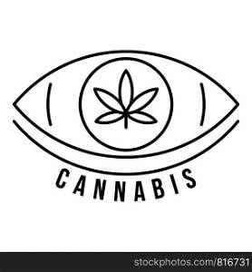 Cannabis eye logo. Outline cannabis eye vector logo for web design isolated on white background. Cannabis eye logo, outline style