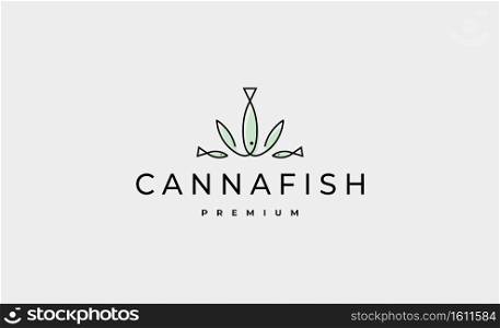Cannabis Fish Logo Design Vector Illustration