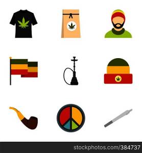 Cannabis icons set. Flat illustration of 9 cannabis vector icons for web. Cannabis icons set, flat style
