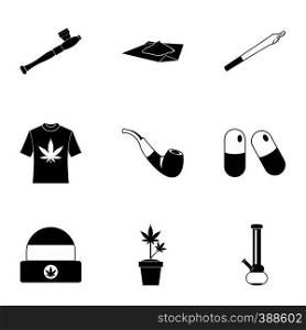 Cannabis icons set. Simple illustration of 9 cannabis vector icons for web. Cannabis icons set, simple style